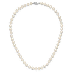 14k White Gold 6-7mm White Near Round Freshwater Cultured Pearl 16 inch Necklace