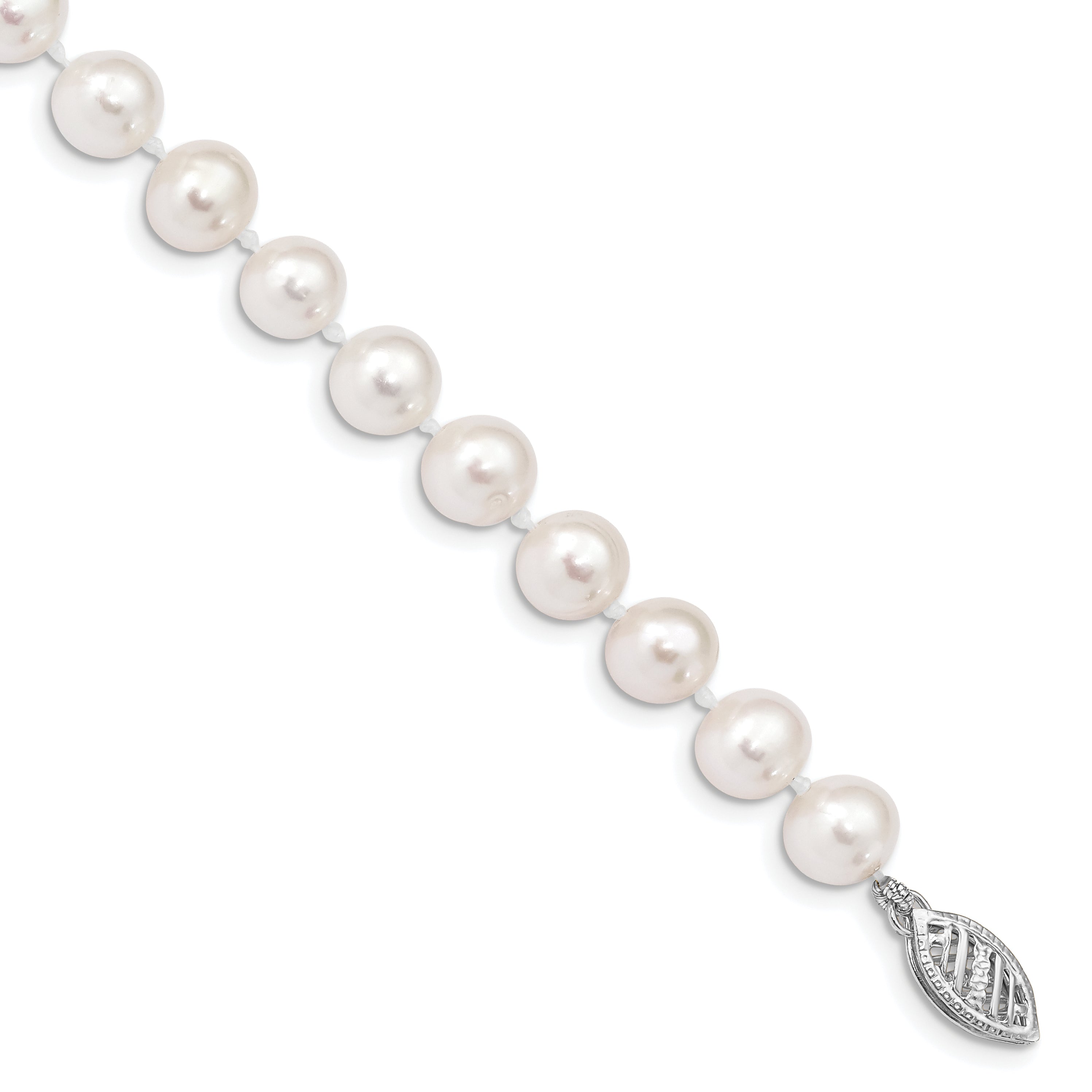 14k White Gold 6-7mm White Near Round Freshwater Cultured Pearl 8.25 inch Bracelet