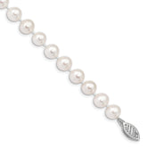 14k White Gold 6-7mm White Near Round Freshwater Cultured Pearl 8.25 inch Bracelet