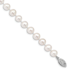 14k White Gold 6-7mm White Near Round Freshwater Cultured Pearl 8.25 inch Bracelet