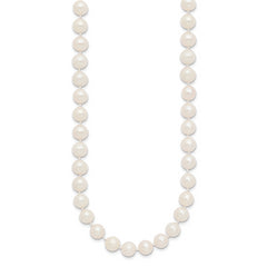 10k 7-8 mm White Near-Round Freshwater Cultured Pearl 28 inch Necklace
