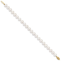 14k 8-9mm White Near-Round Freshwater Cultured Pearl 7.5 inch Bracelet