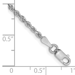 14K White Gold 10 Inch 2mm Diamond-cut Quadruple Rope Lobster Clasp Chain