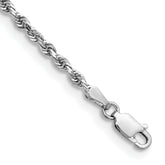 14K White Gold 9 Inch 2.75mm Diamond-cut Quadruple Rope Lobster Clasp Chain