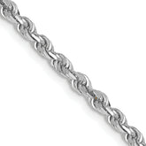 14K White Gold 30 Inch 3mm Diamond-cut Quadruple Rope Lobster Clasp Chain
