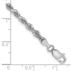 14K White Gold 7 Inch 3.35mm Diamond-cut Quadruple Rope Lobster Clasp Chain