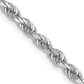 14K White Gold 30 Inch 3.35mm Diamond-cut Quadruple Rope Lobster Clasp Chain
