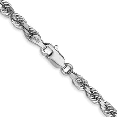 14K White Gold 30 Inch 4mm Diamond-cut Quadruple Rope Lobster Clasp Chain