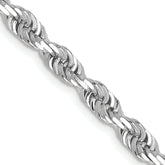 14K White Gold 24 Inch 4.5mm Diamond-cut Quadruple Rope Lobster Clasp Chain