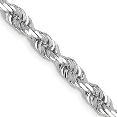 14K White Gold 24 Inch 4.5mm Diamond-cut Quadruple Rope Lobster Clasp Chain