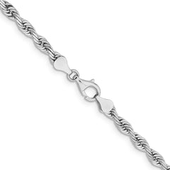14K White Gold 30 Inch 5mm Diamond-cut Quadruple Rope Lobster Clasp Chain