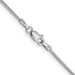 14K White Gold 30 inch 1.1mm Round Snake with Lobster Clasp Chain