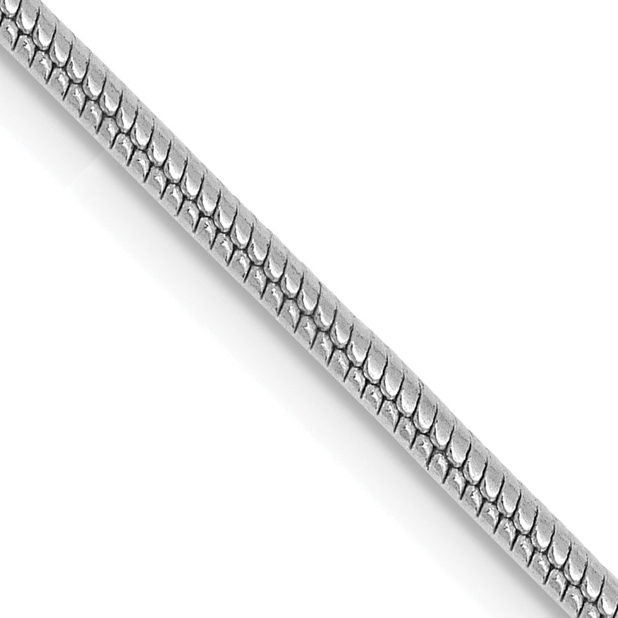 14K White Gold 30 inch 1.6mm Round Snake Lobster Clasp Chain