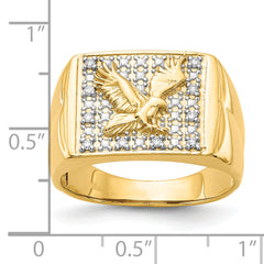 14k & Rhodium Men's .10ct Diamond Eagle Ring