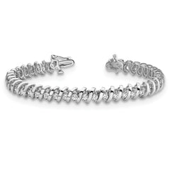 14k White Gold Complete 0.93 carat Round AA Diamond Fancy Spiral 7 inch Tennis Bracelet