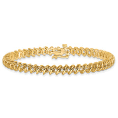 14k Holds 1.95 carat 50-2.1mm Round Diamond Fancy Spiral 7 inch Tennis Bracelet Mounting (No Stone Included)