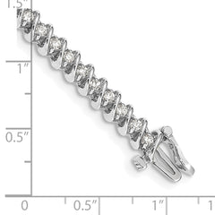 14k White Gold Complete 1.95 carat Round AA Diamond Fancy Spiral 7 inch Tennis Bracelet