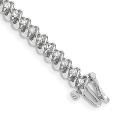 14k White Gold Complete 1.95 carat Round AA Diamond Fancy Spiral 7 inch Tennis Bracelet