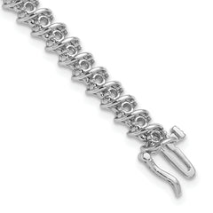 14k White Gold Holds 1.95 carat 50-2.1mm Round Diamond Fancy Spiral 7 inch Tennis Bracelet Mounting (No Stone Included)