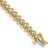 14k Complete 2.25 carat Round A Diamond Fancy Spiral 7 inch Tennis Bracelet