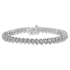14k White Gold Holds 2.25 carat 43-2.4mm Round Diamond Fancy Spiral 7 inch Tennis Bracelet Mounting (No Stone Included)