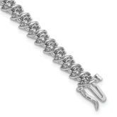 14k White Gold Holds 2.25 carat 43-2.4mm Round Diamond Fancy Spiral 7 inch Tennis Bracelet Mounting (No Stone Included)