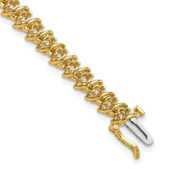 14k Holds 2.25 carat 43-2.4mm Round Diamond Fancy Spiral 7 inch Tennis Bracelet Mounting (No Stone Included)