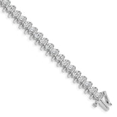 14k White Gold Holds 5 carat 36-3.3mm Round Diamond Fancy Spiral 7 inch Tennis Bracelet Mounting (No Stone Included)