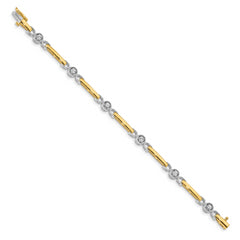 14k Two-tone Holds 1/2 carat 6-2.75mm Round Diamond Bar 7 inch Tennis Bracelet Mounting (No Stone Included)