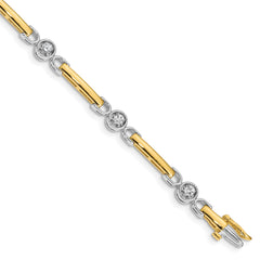 14k Two-tone Holds 1/2 carat 6-2.75mm Round Diamond Bar 7 inch Tennis Bracelet Mounting (No Stone Included)
