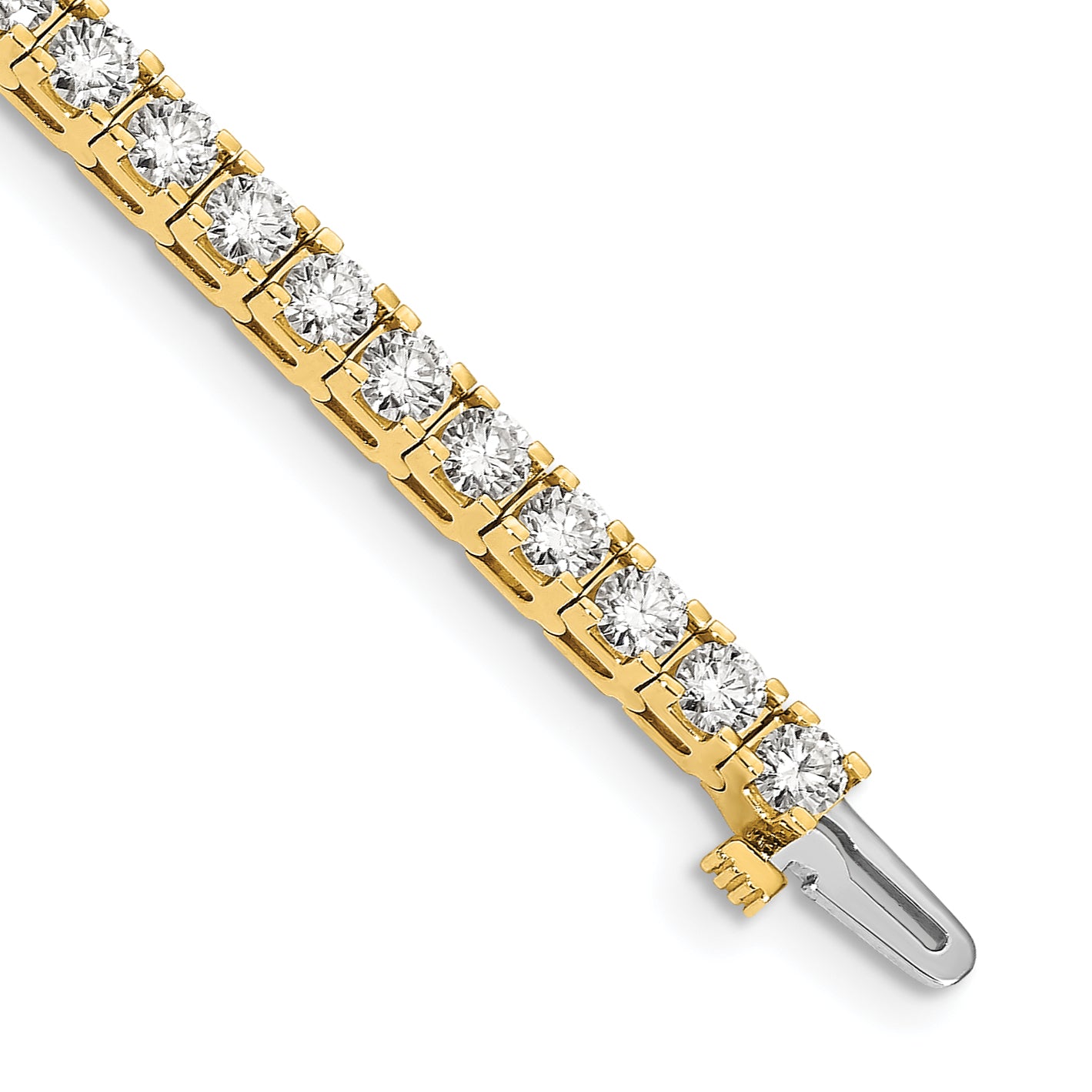 14k Holds 6.6 carat 44-3.4mm Round Diamond 4-prong 7 inch Tennis Bracelet Mounting (No Stone Included)