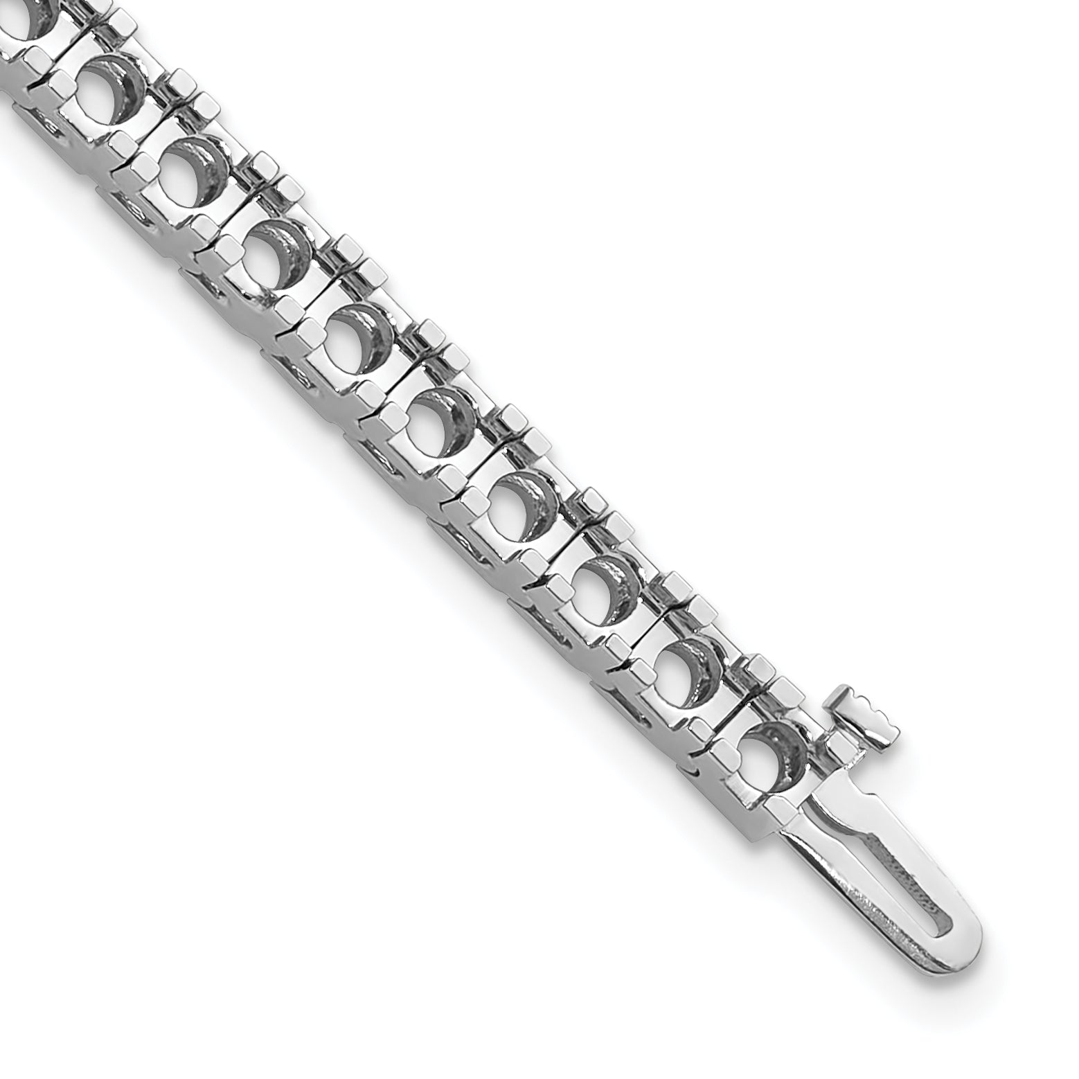 14k White Gold Holds 6.6 carat 44-3.4mm Round Diamond 4-prong 7 inch Tennis Bracelet Mounting (No Stone Included)