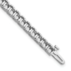 14k White Gold Holds 6.6 carat 44-3.4mm Round Diamond 4-prong 7 inch Tennis Bracelet Mounting (No Stone Included)