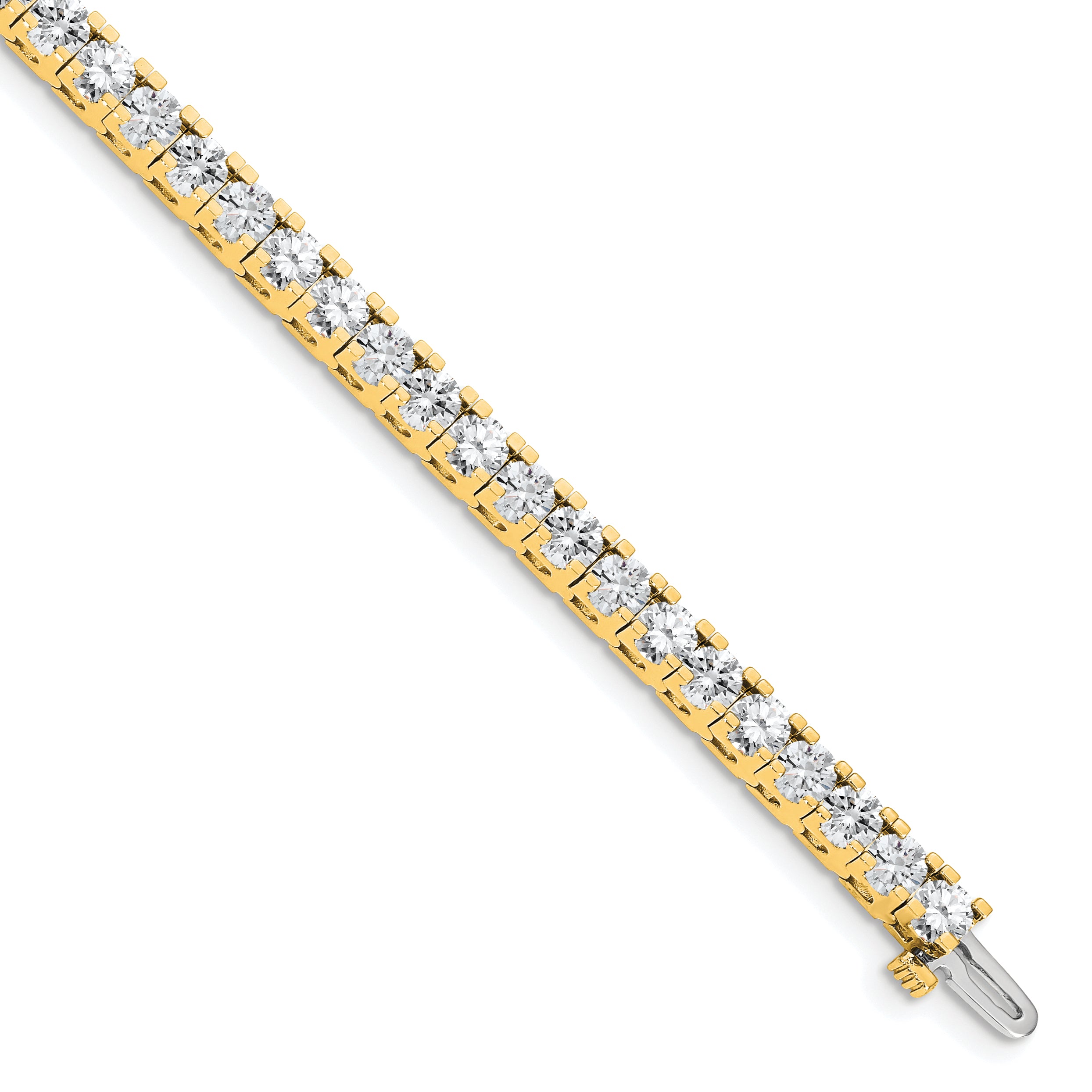 14k Holds 7.5 carat 42-3.6mm Round Diamond 4-prong 7 inch Tennis Bracelet Mounting (No Stone Included)