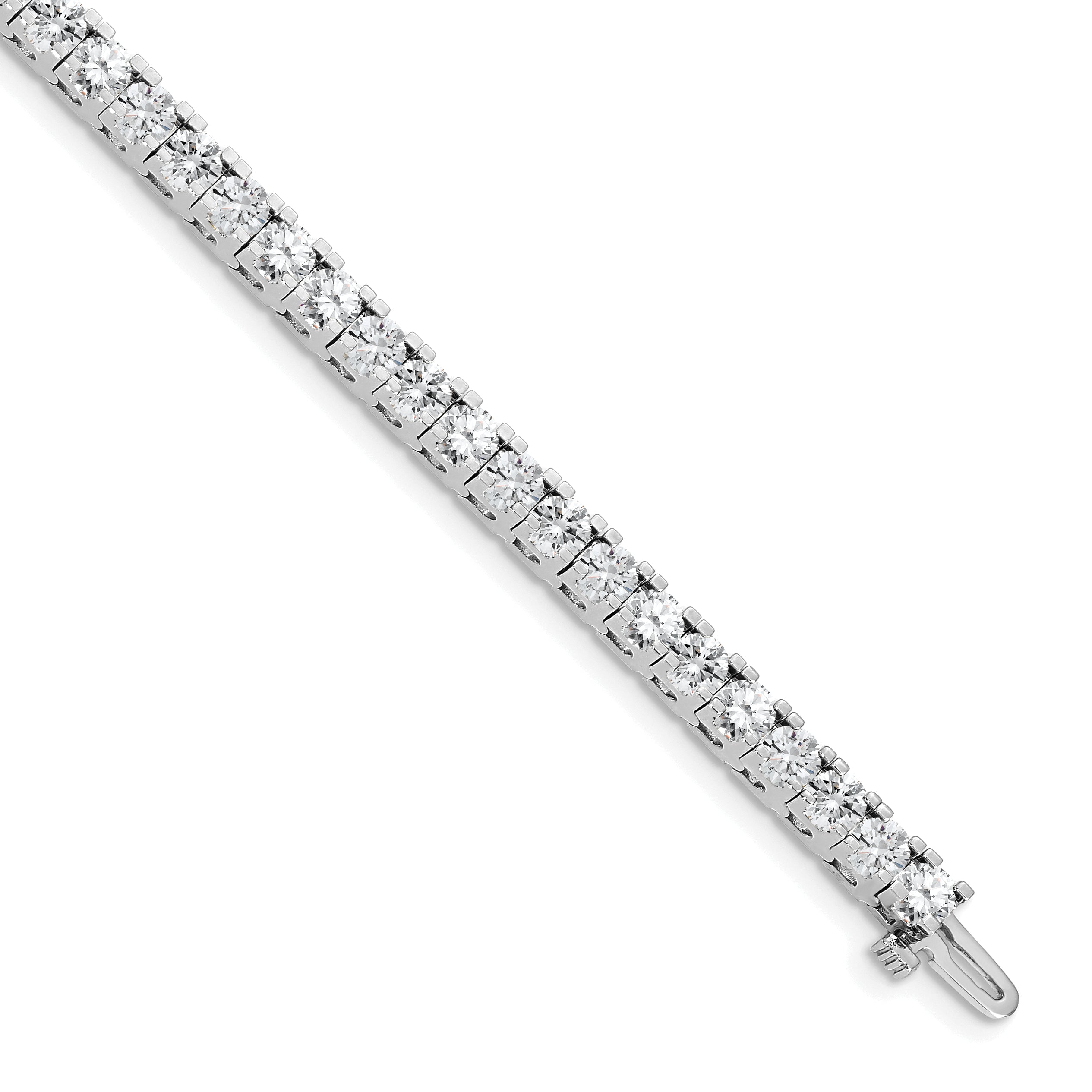 14k White Gold Holds 7.5 carat 42-3.6mm Round Diamond 4-prong 7 inch Tennis Bracelet Mounting (No Stone Included)