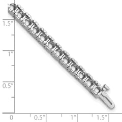 14k White Gold Holds 10.8 carat 10-4.1mm Round Diamond 4-prong 7 inch Tennis Bracelet Mounting (No Stone Included)