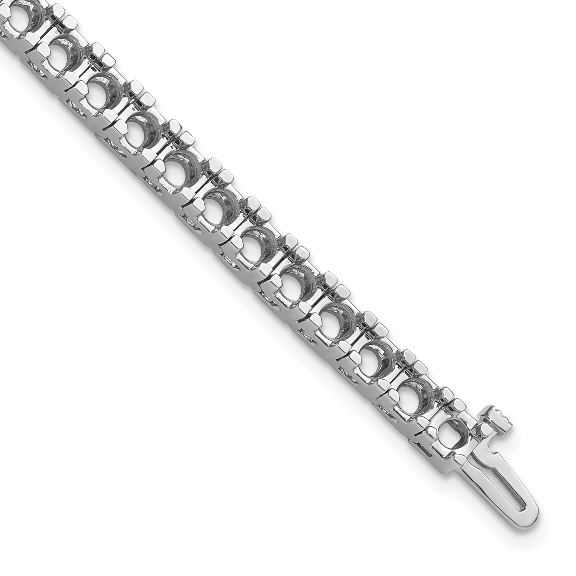 14k White Gold Holds 10.8 carat 10-4.1mm Round Diamond 4-prong 7 inch Tennis Bracelet Mounting (No Stone Included)