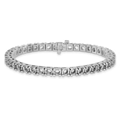 14k White Gold Holds 10.8 carat 10-4.1mm Round Diamond 4-prong 7 inch Tennis Bracelet Mounting (No Stone Included)