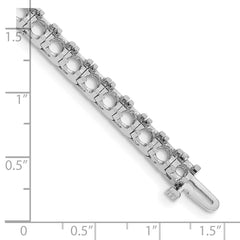 14k White Gold Holds 12.5 carat 36-4.4mm Round Diamond 4-prong 7 inch Tennis Bracelet Mounting (No Stone Included)
