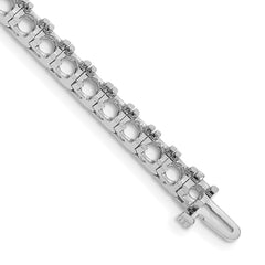 14k White Gold Holds 12.5 carat 36-4.4mm Round Diamond 4-prong 7 inch Tennis Bracelet Mounting (No Stone Included)