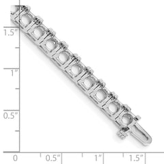 14k White Gold Holds 17 carat 33-5.1mm Round Diamond 4-prong 7 inch Tennis Bracelet Mounting (No Stone Included)