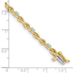 14k Holds 1/2 carat 11-2.2mm Round Diamond 4-prong X-design 7 inch Tennis Bracelet Mounting (No Stone Included)