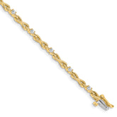 14k Holds 1/2 carat 11-2.2mm Round Diamond 4-prong X-design 7 inch Tennis Bracelet Mounting (No Stone Included)