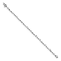 14k White Gold Holds 1/2 carat 11-2.2mm Round Diamond 4-prong X-design 7 inch Tennis Bracelet Mounting (No Stone Included)