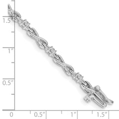 14k White Gold Holds 1/2 carat 11-2.2mm Round Diamond 4-prong X-design 7 inch Tennis Bracelet Mounting (No Stone Included)