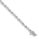 14k White Gold Holds 1/2 carat 11-2.2mm Round Diamond 4-prong X-design 7 inch Tennis Bracelet Mounting (No Stone Included)