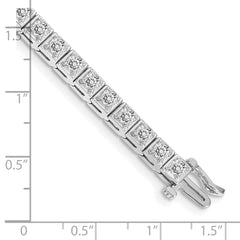 14k White Gold Holds 3.75 carat 37-3.0mm Round Diamond 4-prong 7 inch Tennis Bracelet Mounting (No Stone Included)