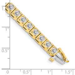 14k Holds 5.1 carat 34-3.4mm Round Diamond 4-prong 7 inch Tennis Bracelet Mounting (No Stone Included)