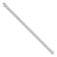 14k White Gold Holds 5.1 carat 34-3.4mm Round Diamond 4-prong 7 inch Tennis Bracelet Mounting (No Stone Included)