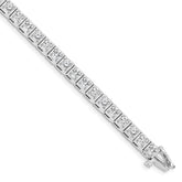 14k White Gold Holds 5.1 carat 34-3.4mm Round Diamond 4-prong 7 inch Tennis Bracelet Mounting (No Stone Included)